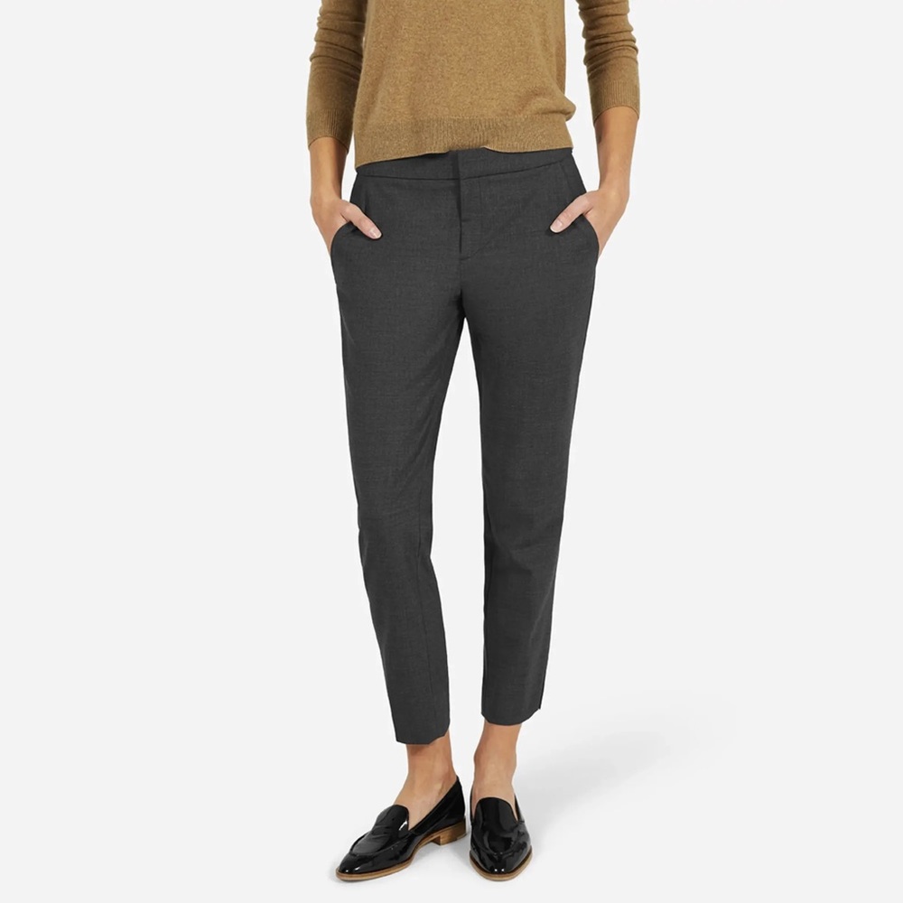 Everlane Trousers Gray Wool Suiting Slim Tapered Ankle Crop Classic Pants Size 8